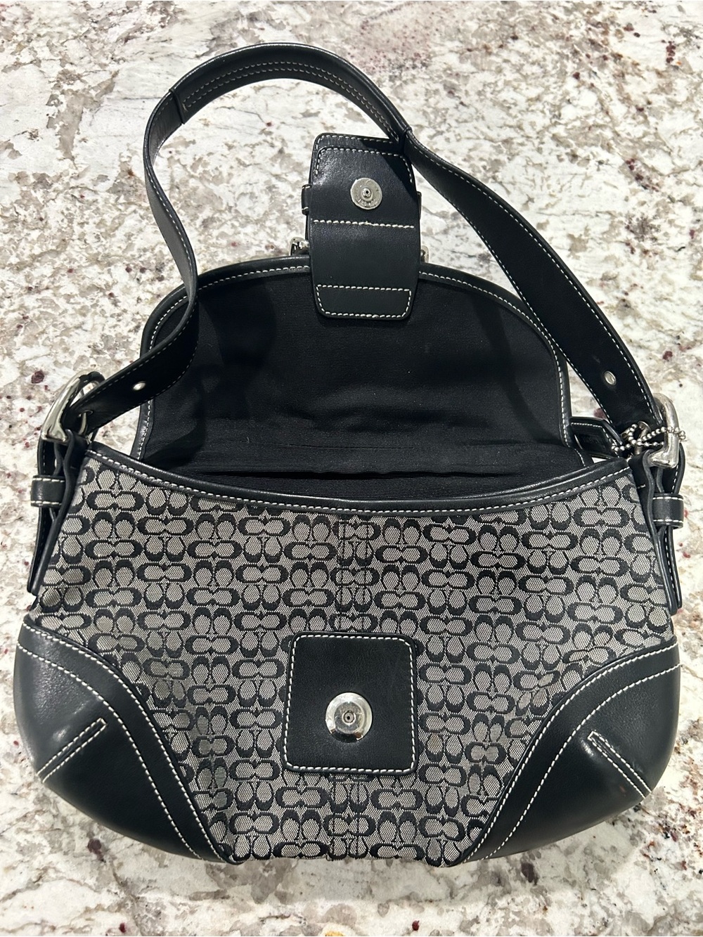 VTG Coach Soho Signature Black & Grey Canvas Leather Shoulder Bag # 6818 - Picture 3 of 12